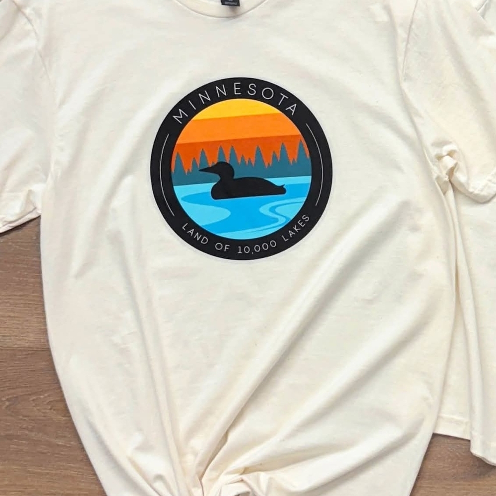 Gildan Cream Minnesota Land of 10,000 Lakes Graphic T-Shirt